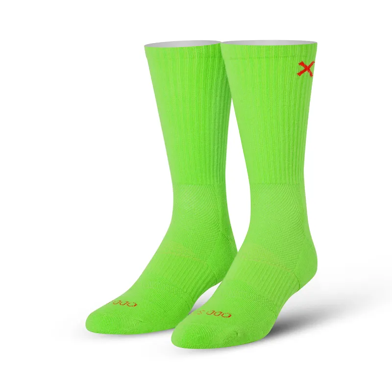 Basix Neon Green Men's Crew Socks sold by Odd Sox
