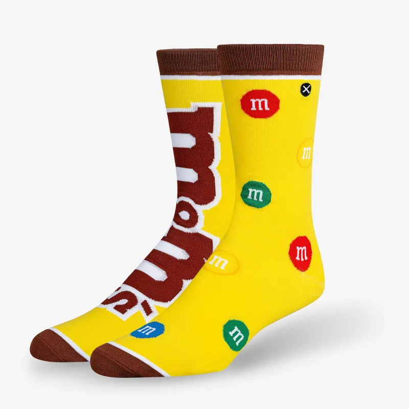 Peanut M&M Split Yellow Men's Crew Socks sold by Odd Sox