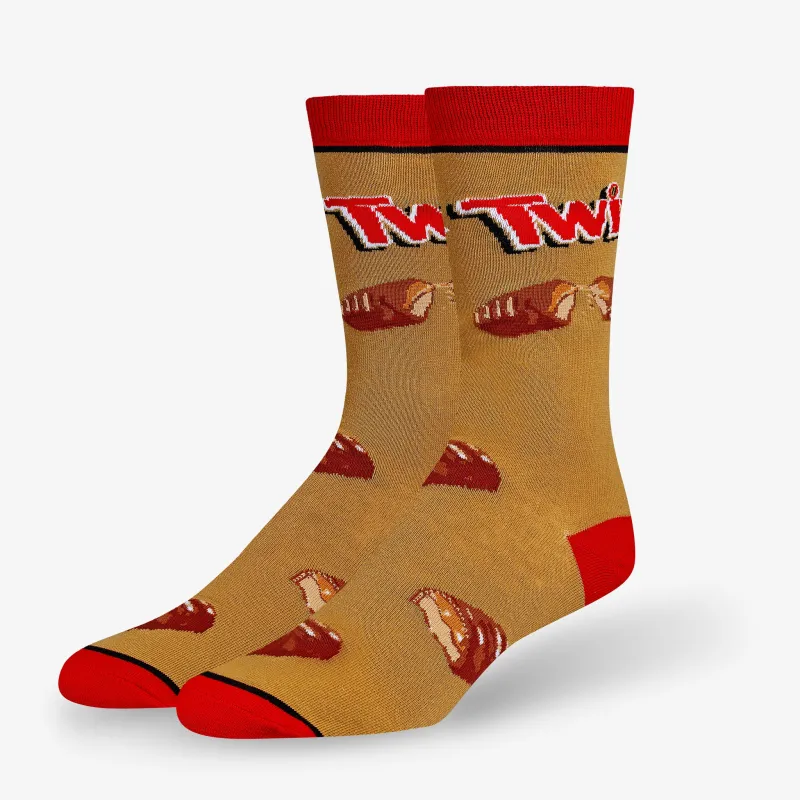 Twix Break Brown Men's Crew Socks sold by Odd Sox