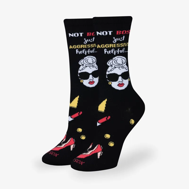 Not Bossy, Just Helpful Women's Crew Socks made by Odd Sox