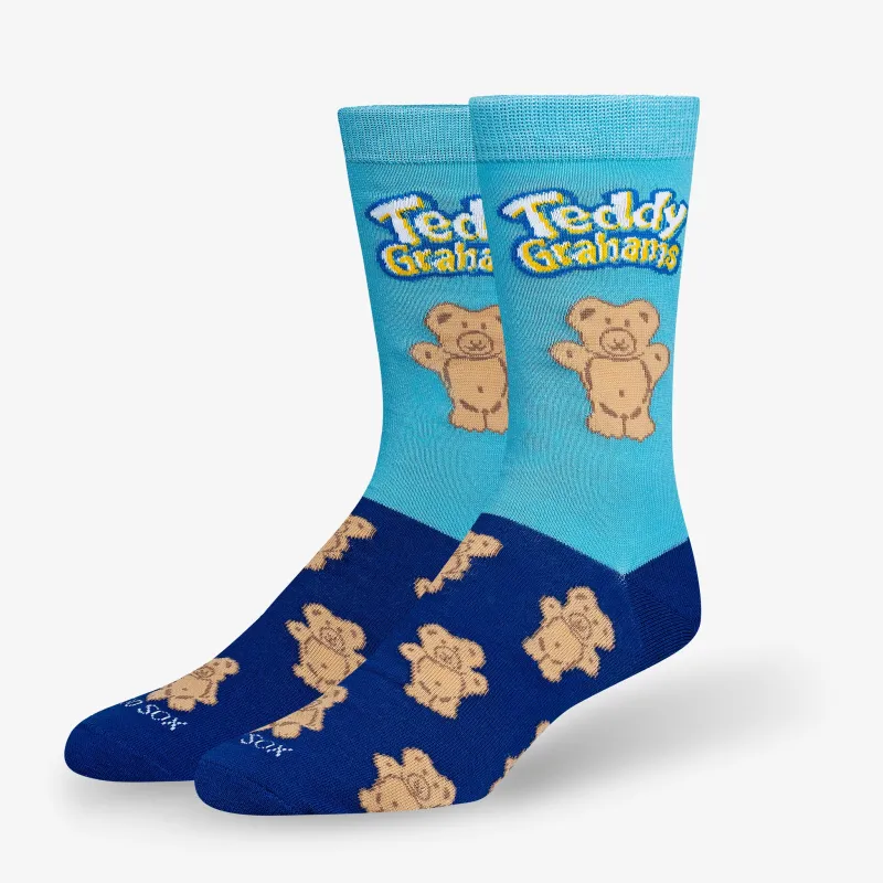 Teddy Grahams Blue Men's Crew Socks sold by Odd Sox