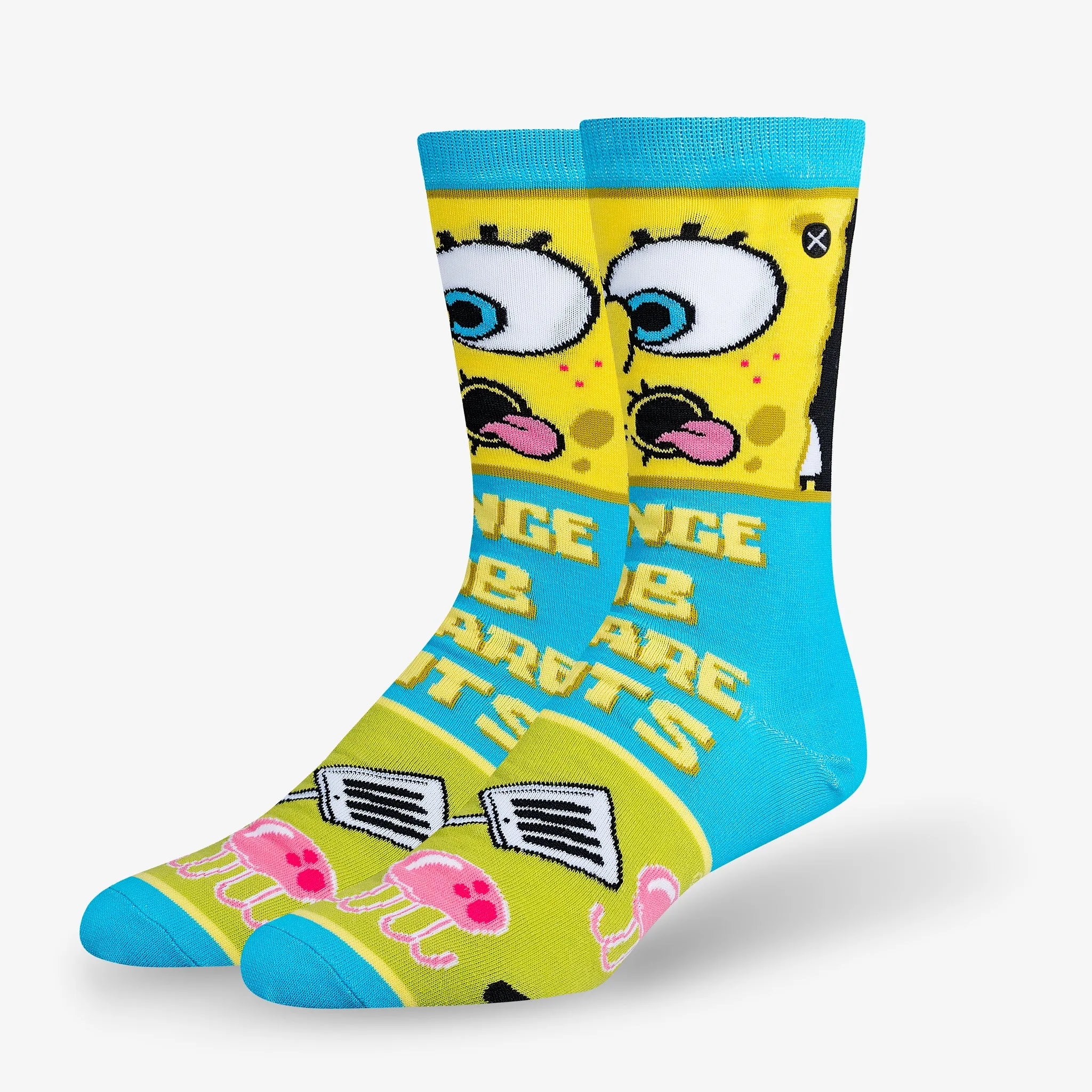 SpongeBob Mash-Up Men's Crew Socks sold by Odd Sox