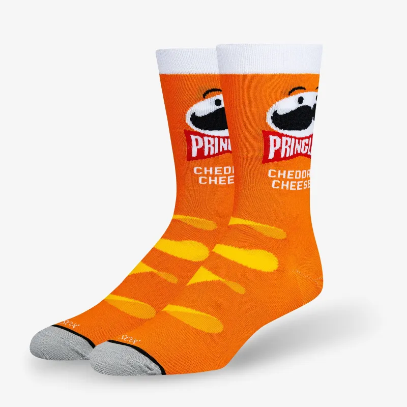 Pringles Cheddar Cheese Orange Men's Crew Socks sold by Odd Sox
