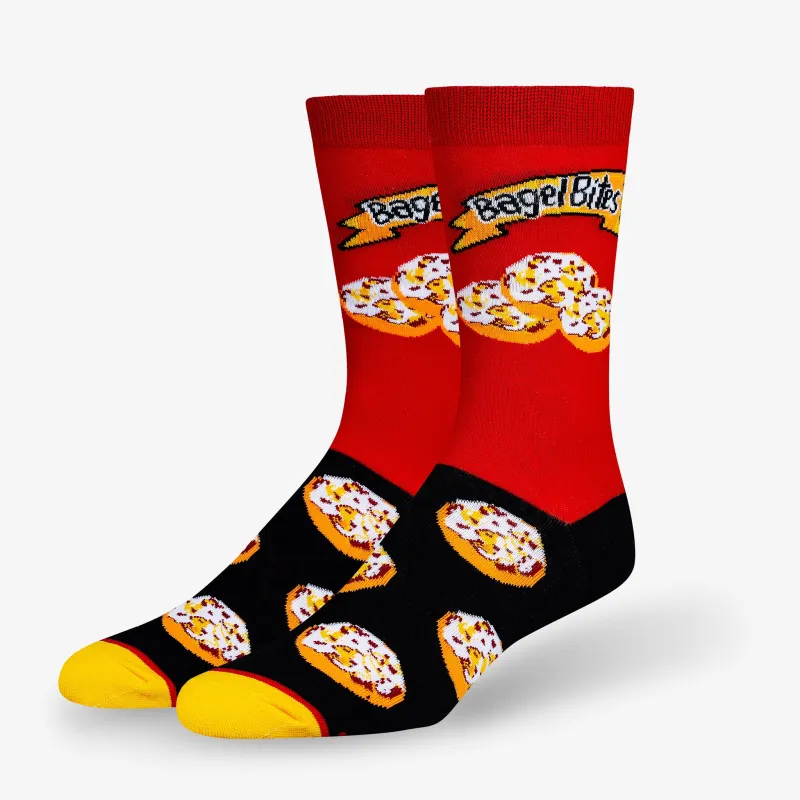 Bagel Bites Red Men's Crew Socks sold by Odd Sox