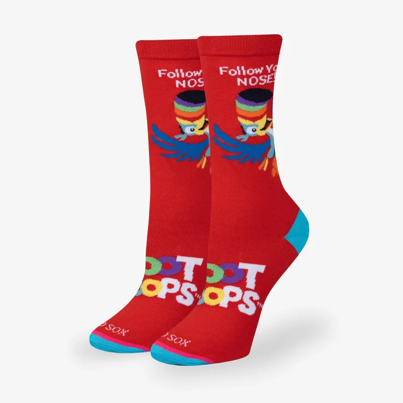 Follow Your Nose Red Women's Crew Socks sold by Odd Sox