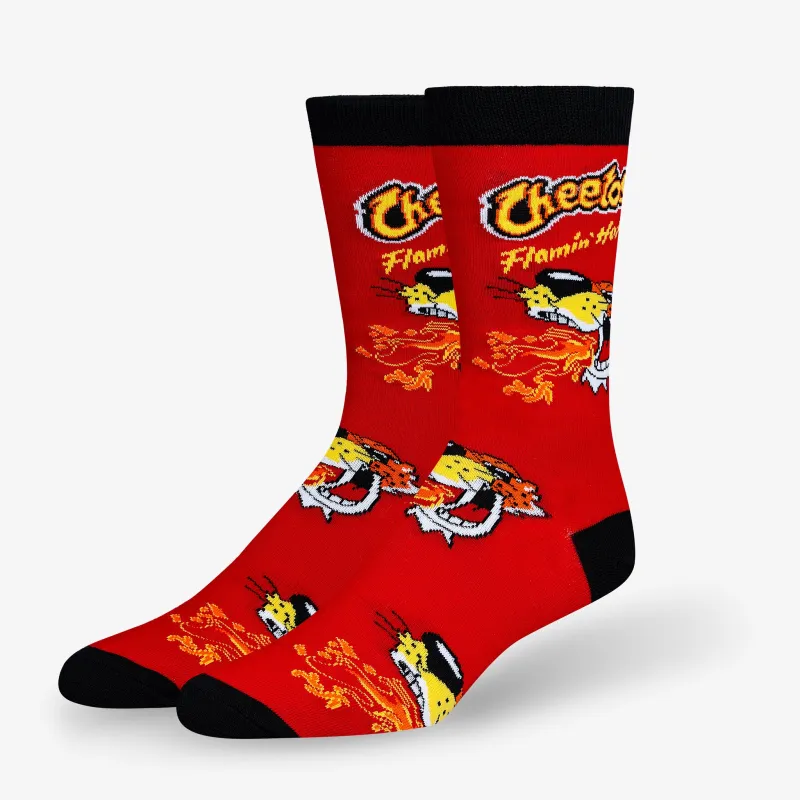 Cheetos Flamin' Hot Fire Red Men's Crew Socks sold by Odd Sox