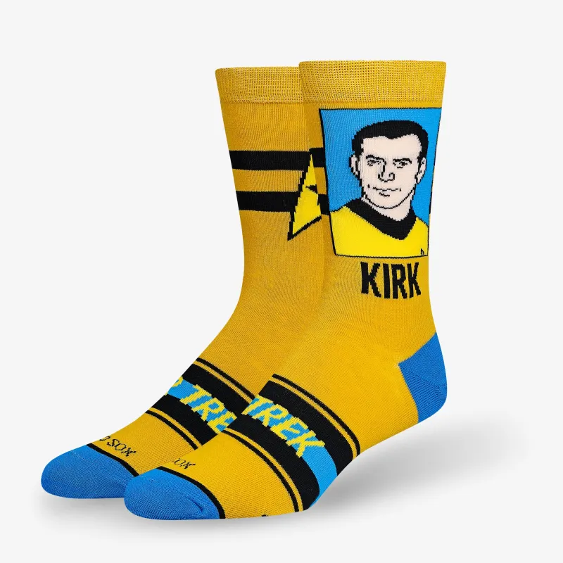 Captain Kirk Portrait Yellow Men's Crew Socks sold by Odd Sox
