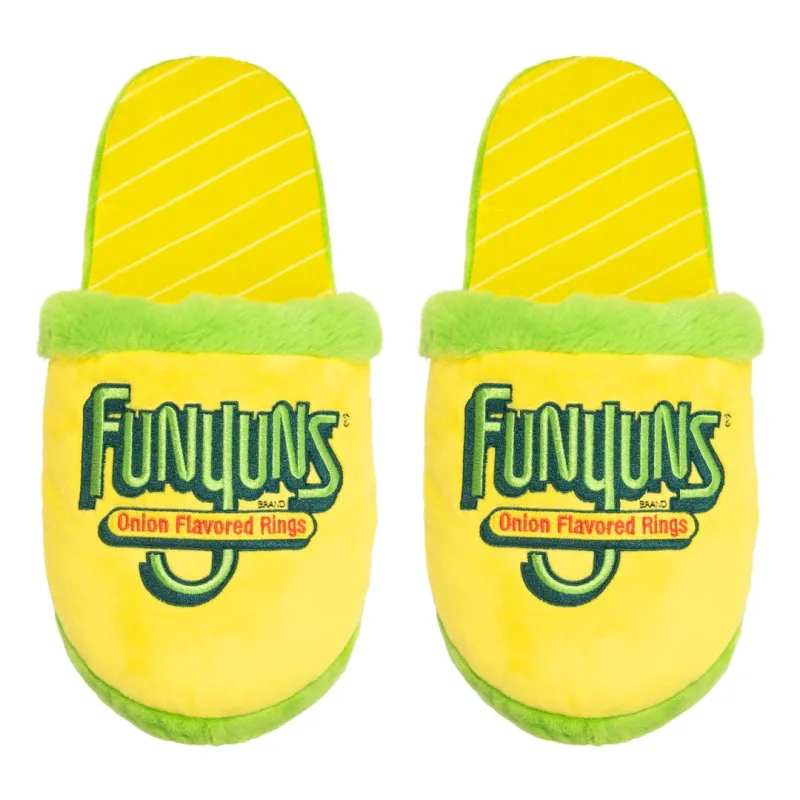 Funyuns Fuzzy Slip-On Slippers sold by Odd Sox