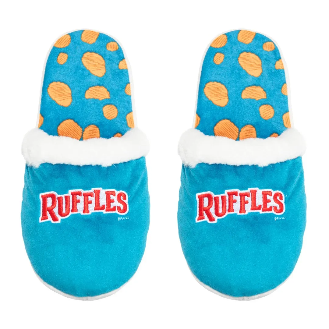 Ruffles Fuzzy Slip-On Slippers sold by Odd Sox