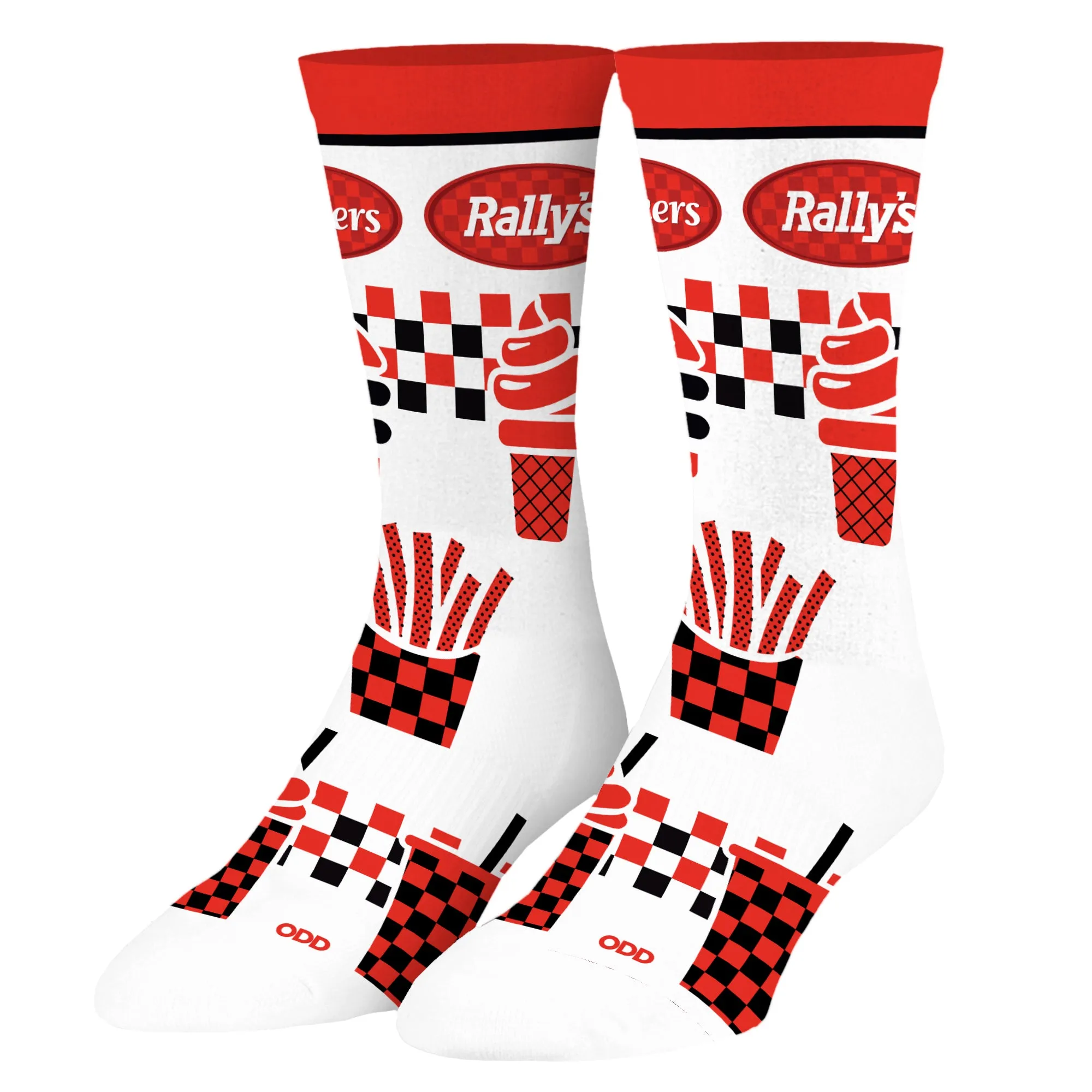 Checkers & Rallys Food Men's Crew Socks sold by Odd Sox