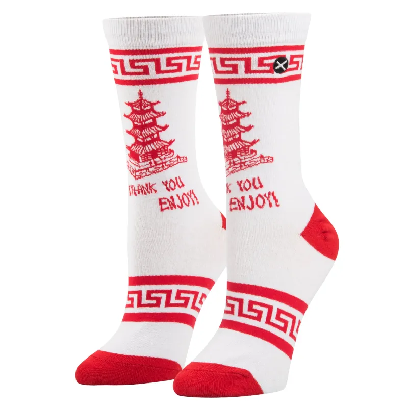 Thank You, Enjoy! Women's Crew Socks sold by Odd Sox