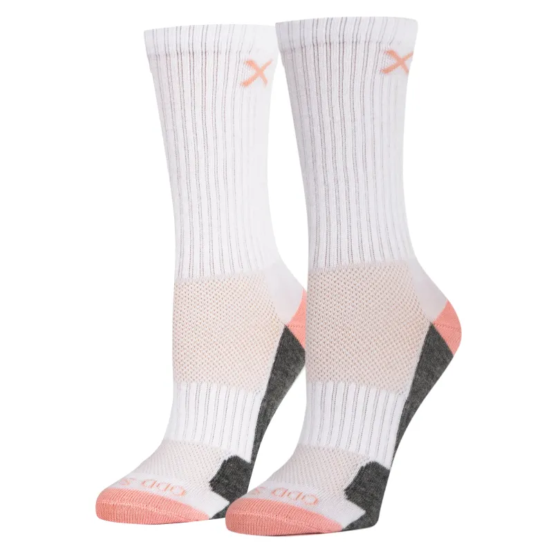 Pink White Heather Women's Crew Socks sold by Odd Sox