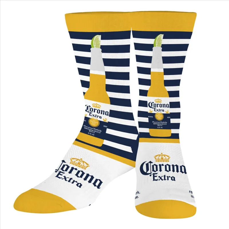 Corona Extra Stripes Men's Crew Socks made by Odd Sox