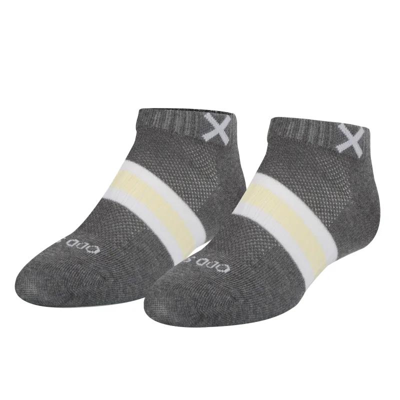 Basix Women Ankle 3 Stripe Pastel Gray Yellow White sold by Odd Sox