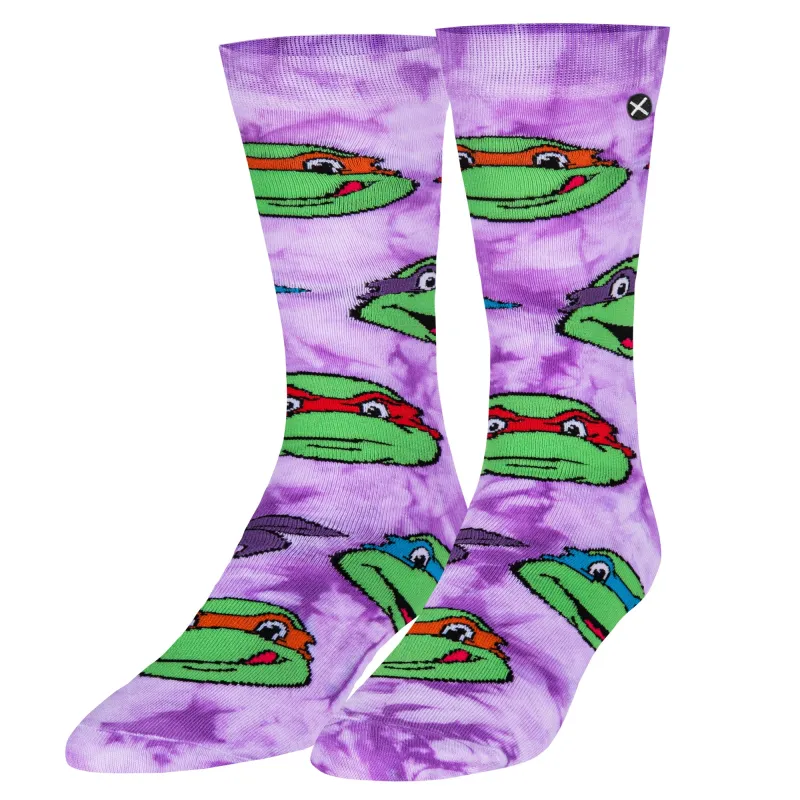 TMNT Heads Tie Dyed Men's Crew Socks made by Odd Sox