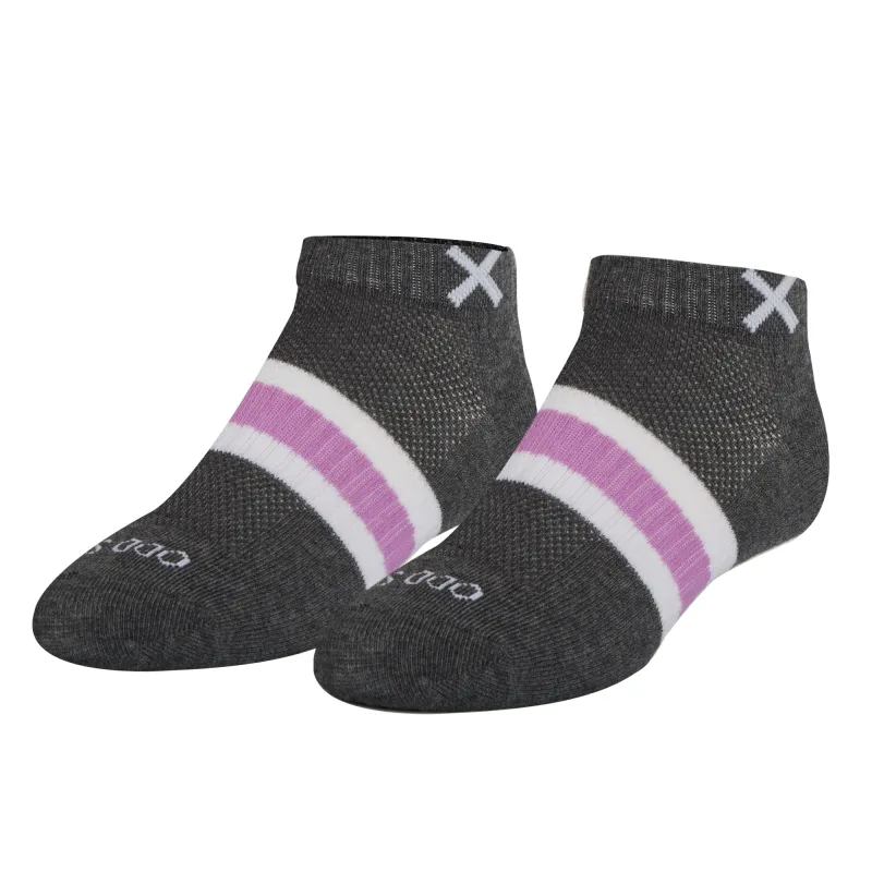 Basix Women Ankle 3 Stripe Pastel Gray Purple White sold by Odd Sox
