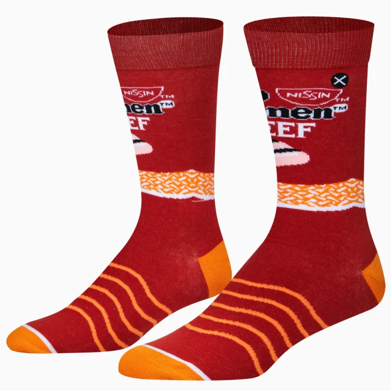 Top Ramen Beef Men's Crew Socks made by Odd Sox