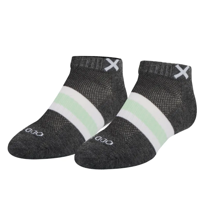 Basix Women Ankle 3 Stripe Pastel Gray Turquoise White sold by Odd Sox