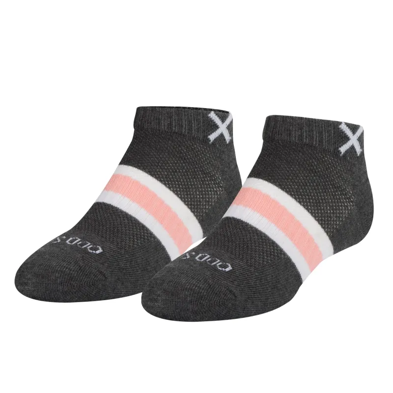 Basix Women Ankle 3 Stripe Pastel Gray Pink White sold by Odd Sox