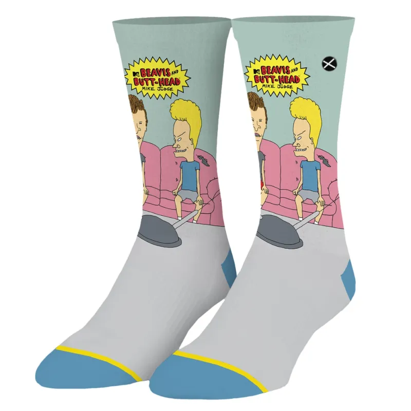 Beavis and Butt-Head Couch Men's Crew Socks sold by Odd Sox