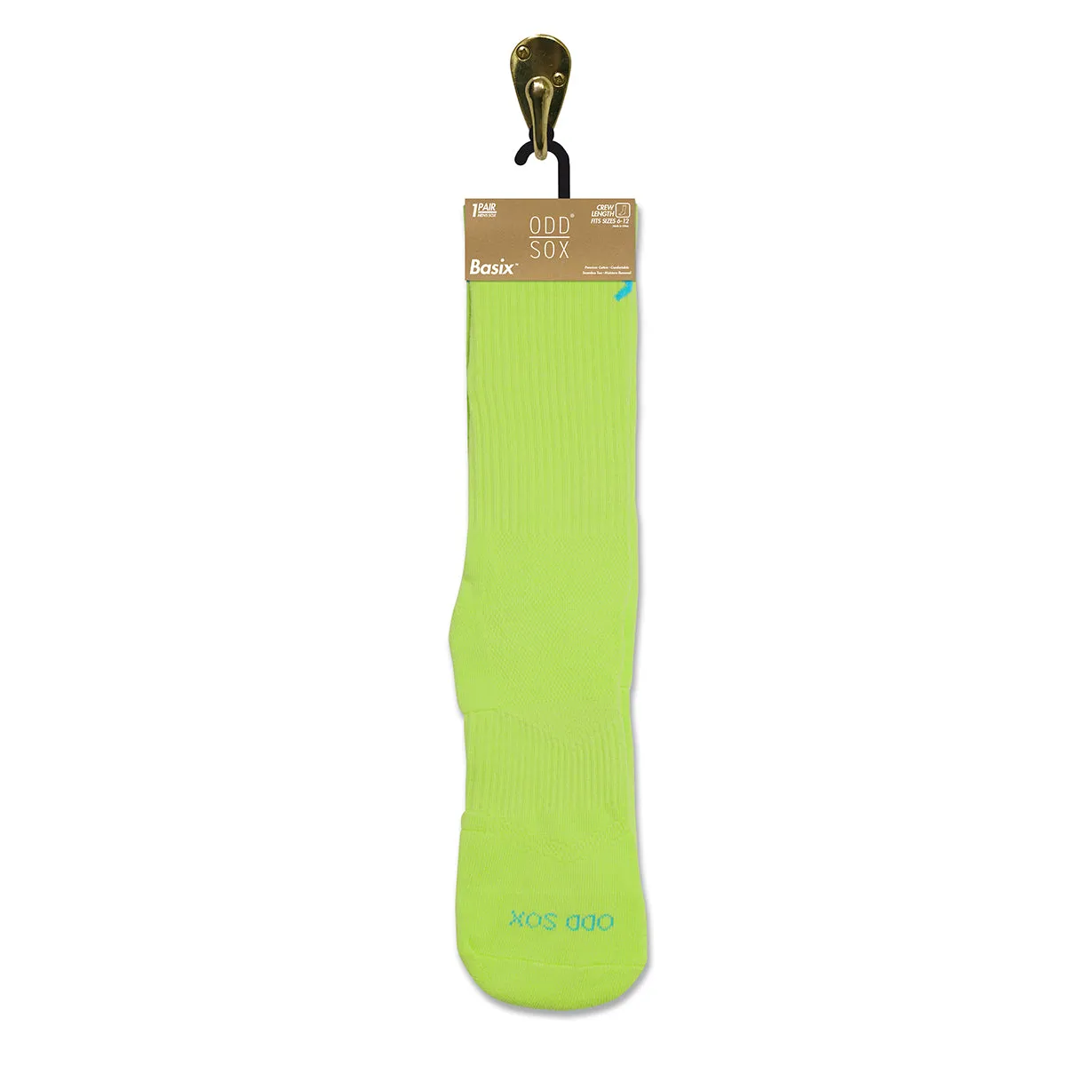 Basix Neon Yellow Men's Crew Socks sold by Odd Sox product image thumbnail 4