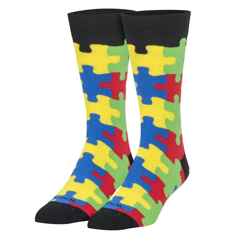 Puzzled Men's Crew Socks sold by Odd Sox