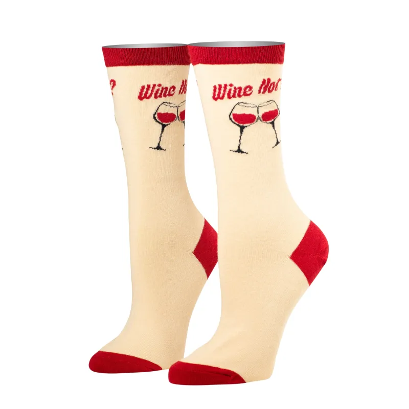 Wine Not Women's Crew Socks sold by Odd Sox