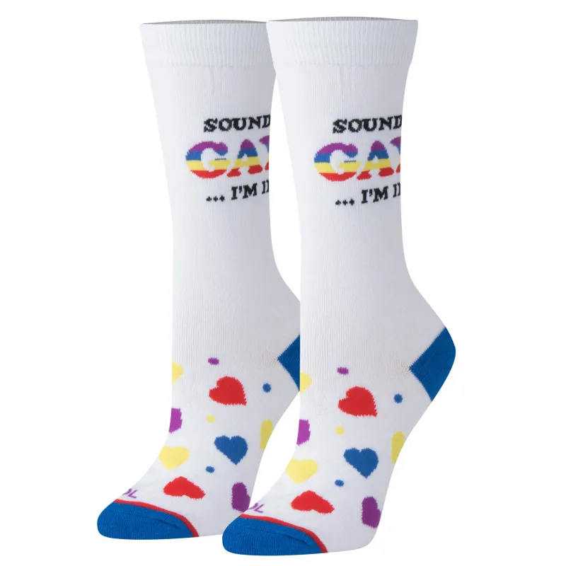 Sounds Gay I'm In Women's Crew Socks sold by Odd Sox