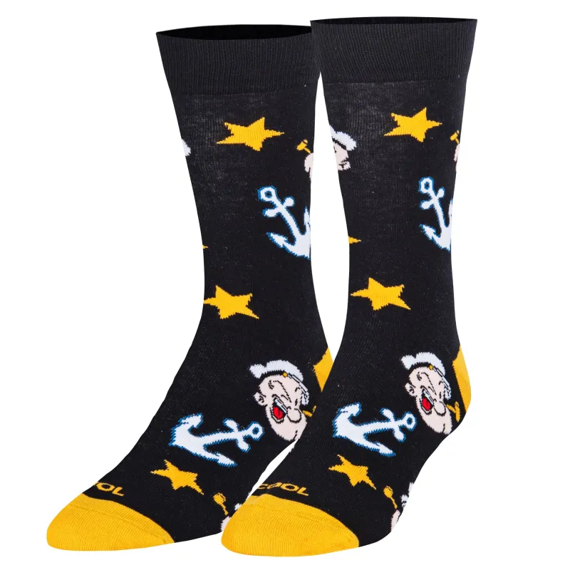 Popeye Anchor Toss Men's Crew Socks sold by Odd Sox