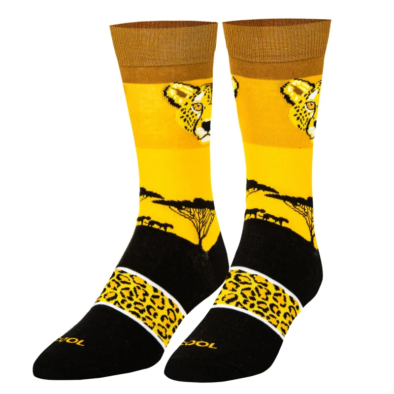 Cheetah Safari Men's Crew Socks sold by Odd Sox