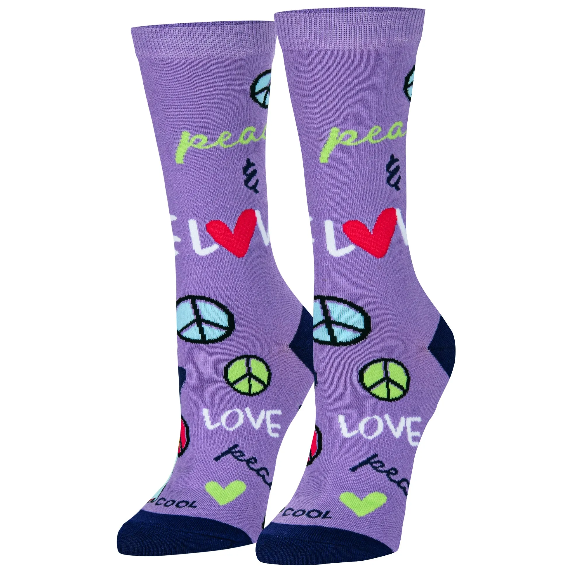Peace & Love Women's Crew Socks sold by Odd Sox
