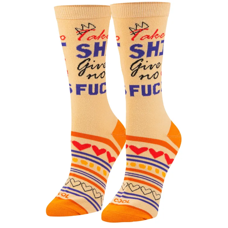 Take No Shit Women's Crew Socks sold by Odd Sox