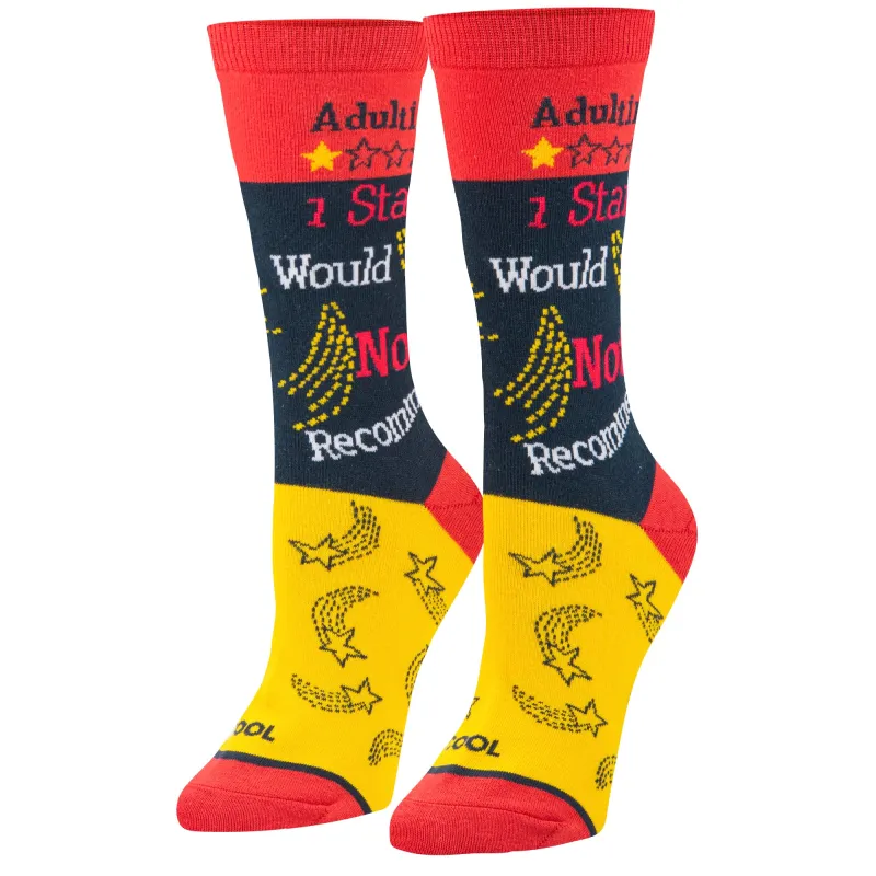 Adulting 1 Star Women's Crew Socks sold by Odd Sox