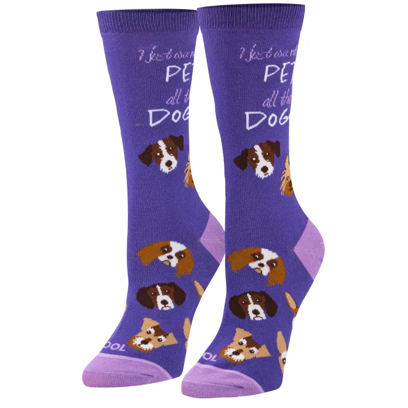 Pet All The Dogs Women's Crew Socks sold by Odd Sox