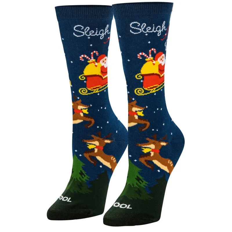 Sleigh All Day Women's Crew Socks sold by Odd Sox