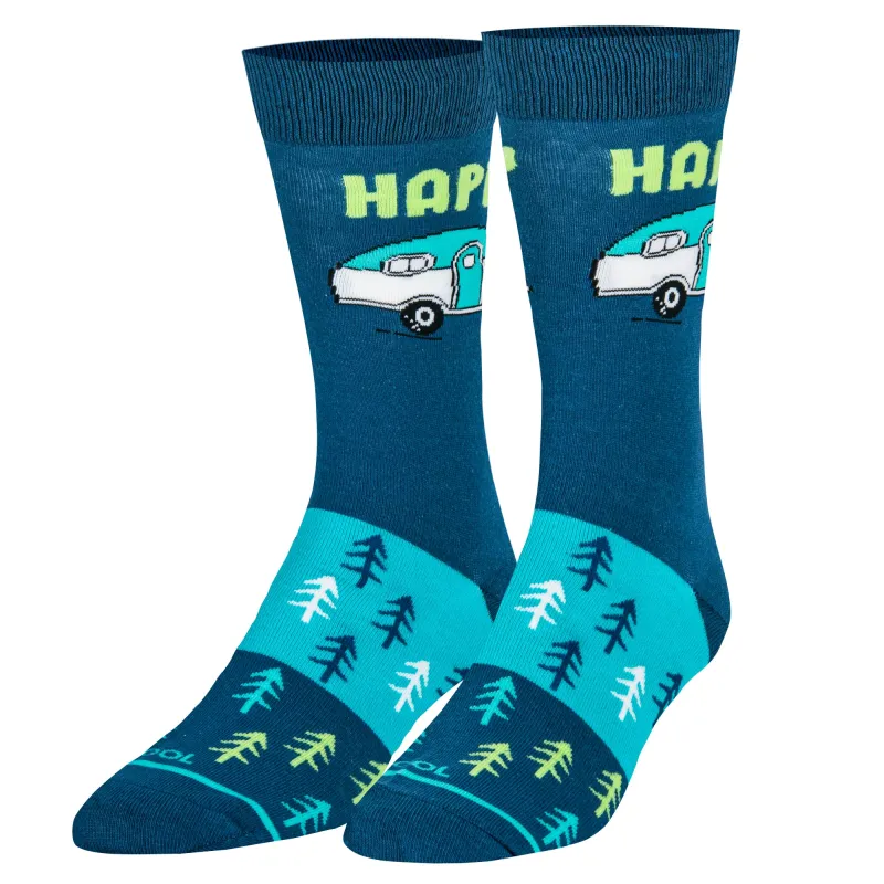Happy Camper Men's Crew Socks sold by Odd Sox