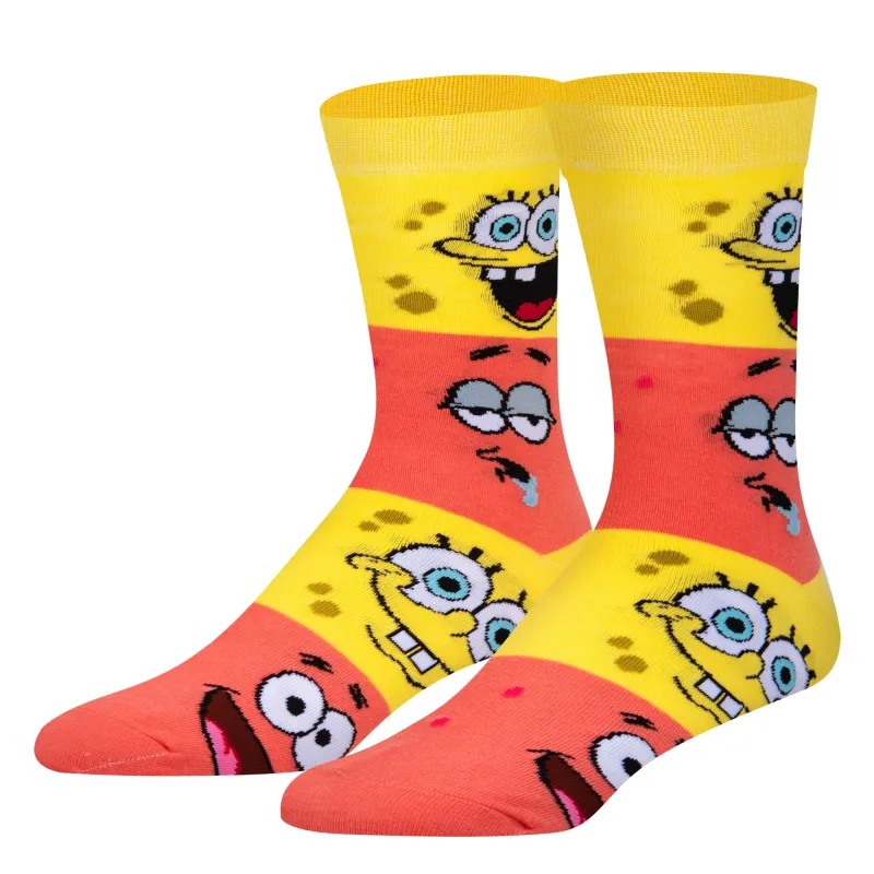 SpongeBob & Patrick Smiley Men's Crew Socks sold by Odd Sox
