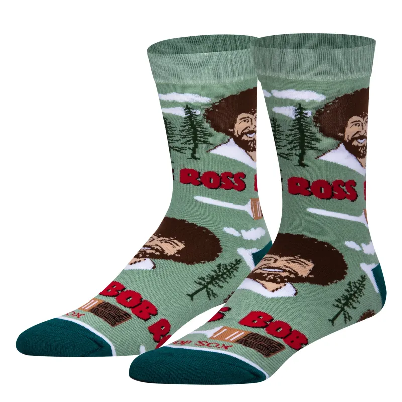 Bob Ross Repeat Green Men's Crew Socks sold by Odd Sox