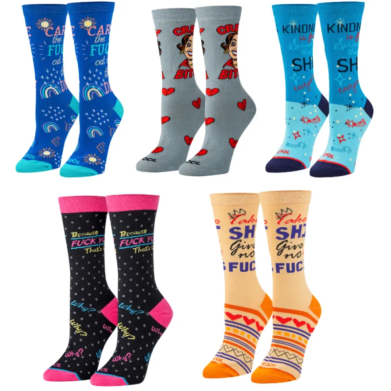 Cool Socks, Cute Funny Curse, Swear Words, Fuck You Socks Gift Box Set, 5 Pairs sold by Odd Sox