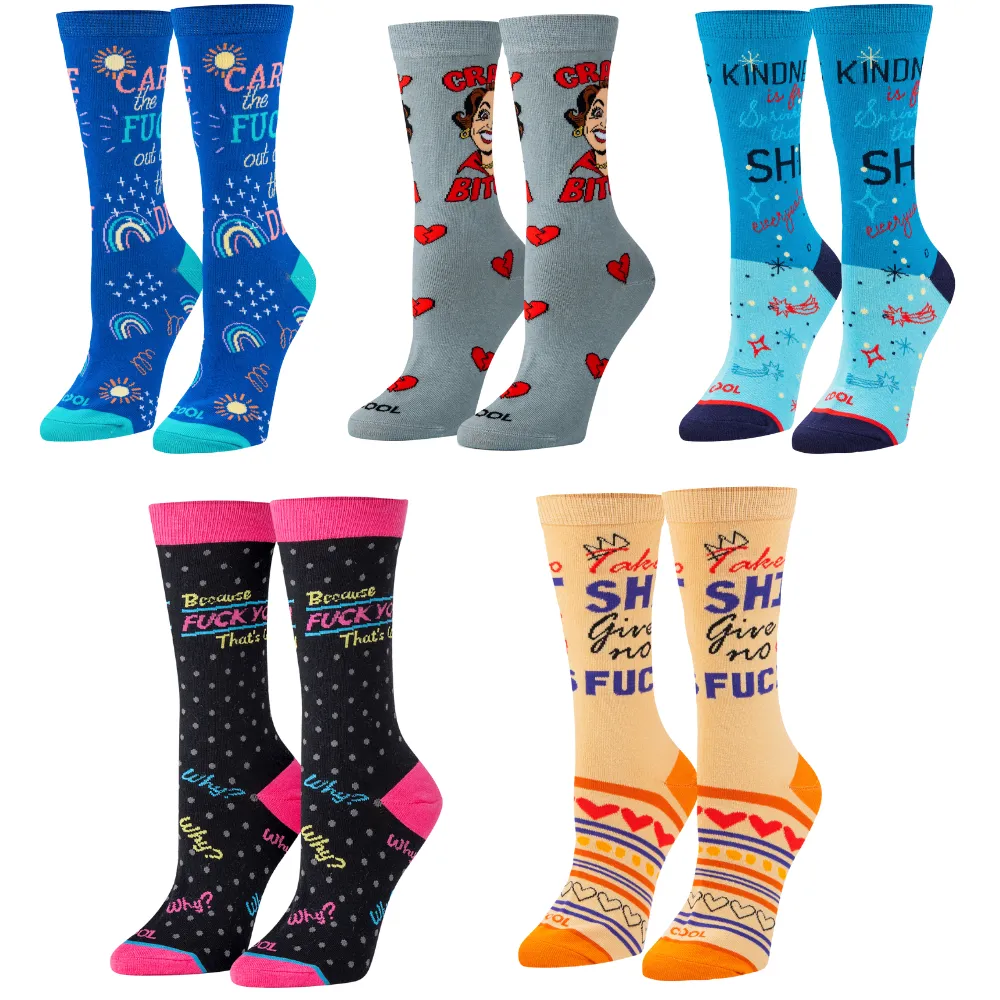 Cool Socks, Cute Funny Curse, Swear Words, Fuck You Socks Gift Box Set, 5 Pairs sold by Odd Sox