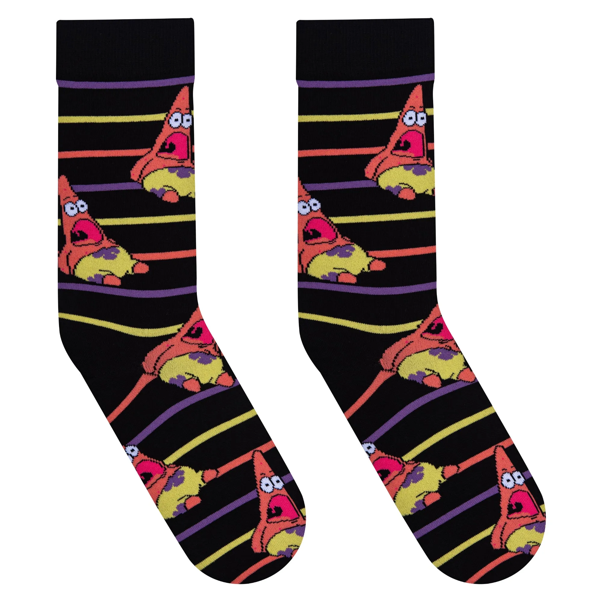 Surprised Patrick Stripes Men's Crew Socks sold by Odd Sox product image thumbnail 5