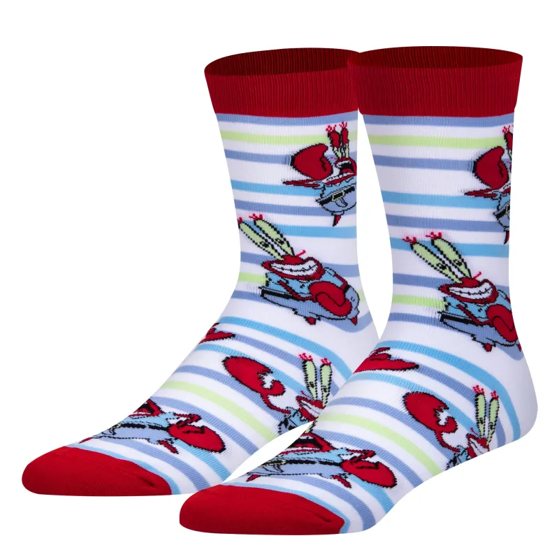Mr Krab Stripes Men's Crew Socks sold by Odd Sox