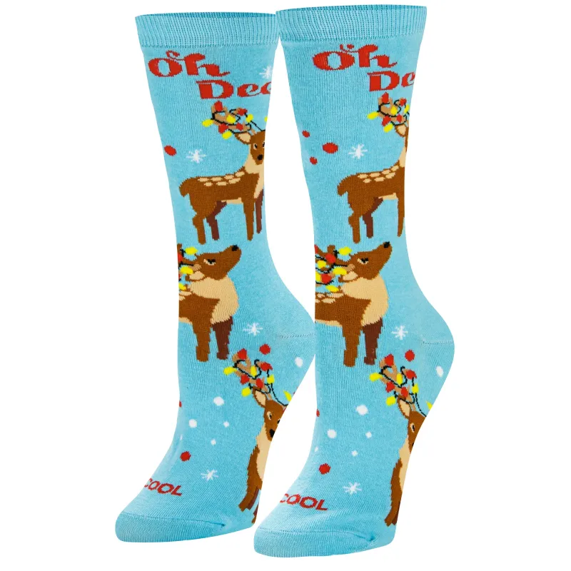 Oh Deer Women's Crew Socks sold by Odd Sox