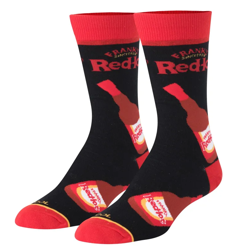 Frank's RedHot Bottles Men's Crew Socks made by Odd Sox