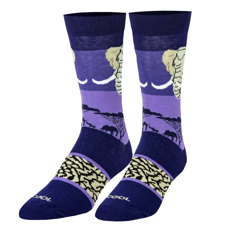 Elephant Safari Men's Crew Socks sold by Odd Sox