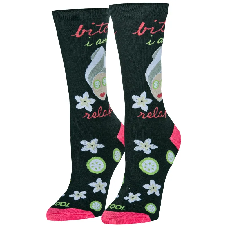 Bitch, I am Relaxed Women's Crew Socks sold by Odd Sox