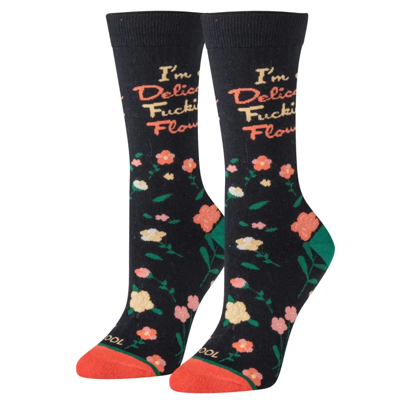 Delicate Flower Women's Crew Socks made by Odd Sox