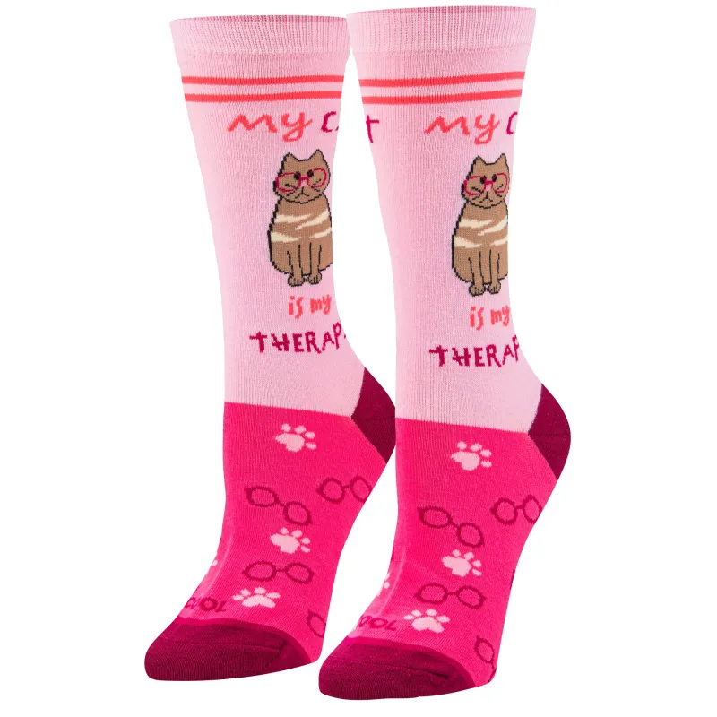 Cat Therapist Women's Crew Socks sold by Odd Sox
