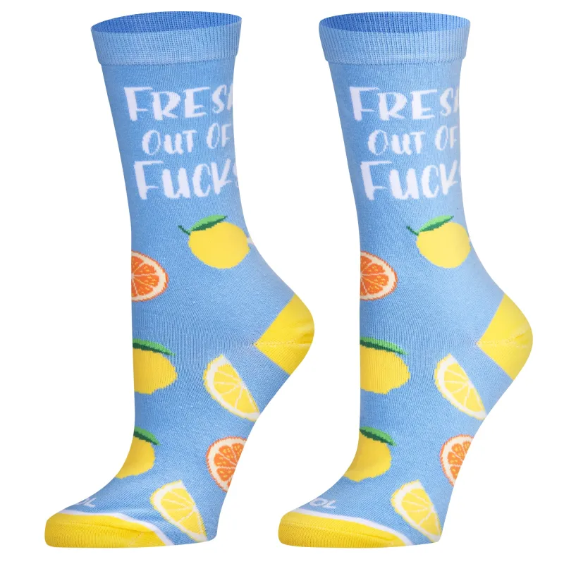 Fresh Out Of Fucks  Women's Crew Socks sold by Odd Sox