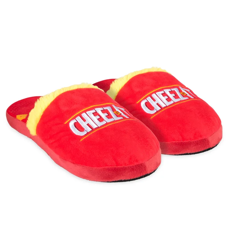 Cheez-It Fuzzy Slip-On Slippers sold by Odd Sox